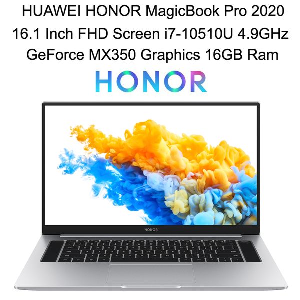 

huawei honor magicbook pro 2020 lappc 16.1 inch fhd matte screen geforce mx350 graphics -10510u 16gb ram 512gb ssd backlit