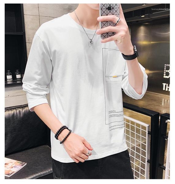 letters tshirt fashion o neck long sleeve tees with pocket designer mens t shirts spring autumn, White;black
letters tshirt fashion o neck long sleeve tees with pocket designer mens t shirts spring autumn, White;black