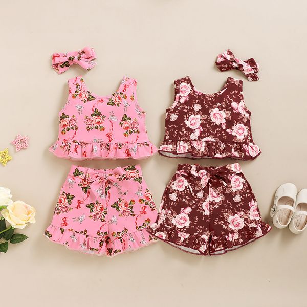 3pc exquisite fashion toddler girls sets sleeveless floral printed o-neck vest t-shirt shorts hairband suit summer 2020 outfits, White
3pc exquisite fashion toddler girls sets sleeveless floral printed o-neck vest t-shirt shorts hairband suit summer 2020 outfits, White