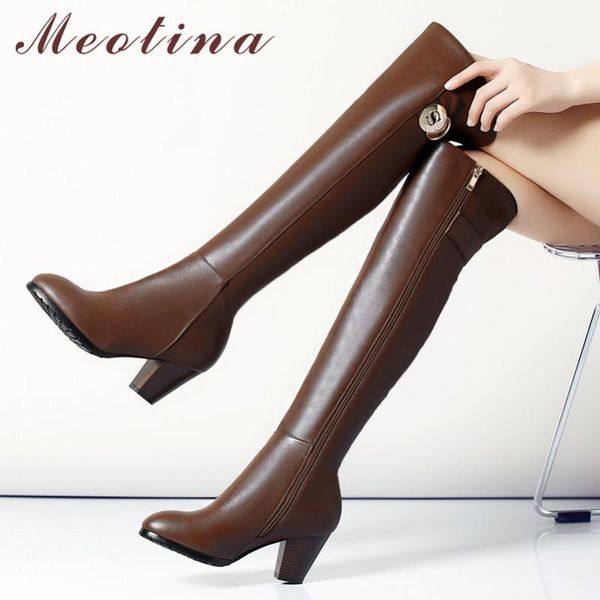 boots meotina knee-high women shoes metal decoration real leather high heel long thick zipper lady winter brown, Black
boots meotina knee-high women shoes metal decoration real leather high heel long thick zipper lady winter brown, Black