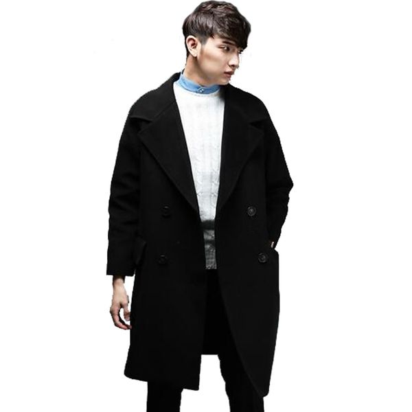 men's wool & blends super long loose cashmere coat men korean double-breasted dropped shoulder mens sleeve plus size trench, Black
men's wool & blends super long loose cashmere coat men korean double-breasted dropped shoulder mens sleeve plus size trench, Black