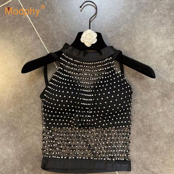 hollow out elastic fishnet vest new crystal diamond shiny women 2020 summer female fashion see through beachwear top, White
hollow out elastic fishnet vest new crystal diamond shiny women 2020 summer female fashion see through beachwear top, White