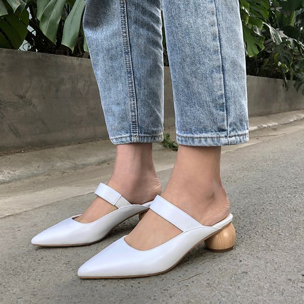 fashion slippers for women genuine leather 4cm heels summer shoes mules elegant shoes woman ladies, Black
fashion slippers for women genuine leather 4cm heels summer shoes mules elegant shoes woman ladies, Black