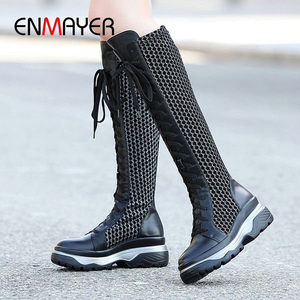 enmayer 2020 fashion platform boots genuine leather knee-high women boots round toe lace-up motorcycle winter women shoes, Black
enmayer 2020 fashion platform boots genuine leather knee-high women boots round toe lace-up motorcycle winter women shoes, Black