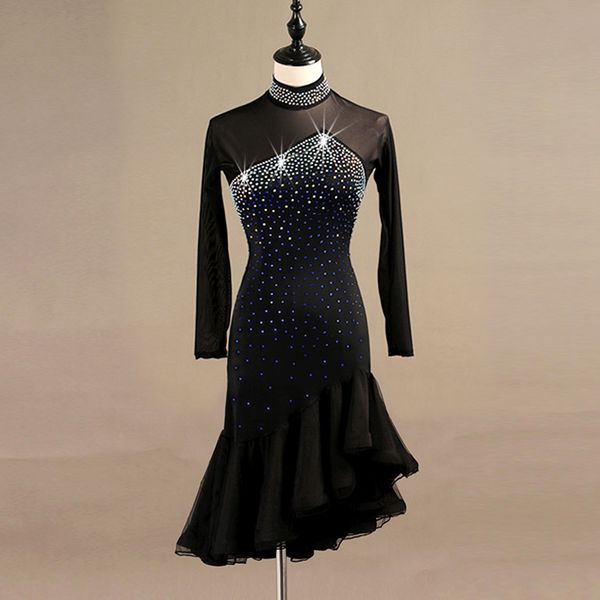 stage wear latin dance competition dresses women samba rumba tango dress lace black lq095, Black;red
stage wear latin dance competition dresses women samba rumba tango dress lace black lq095, Black;red