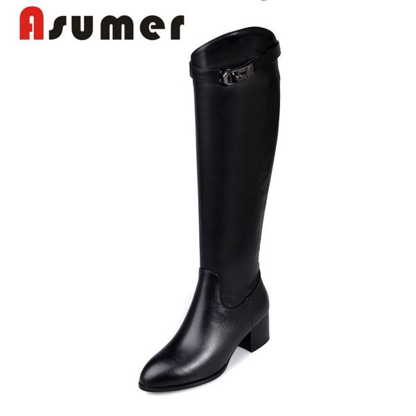 asumer new arrive 2020 metal buckle pu+genuine leather boots pointed toe zip winter boots thick heels daily trendy women, Black
asumer new arrive 2020 metal buckle pu+genuine leather boots pointed toe zip winter boots thick heels daily trendy women, Black