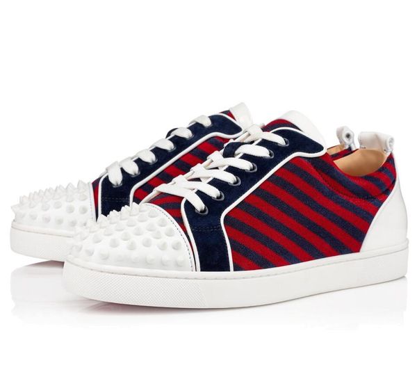 luxury stripe leather spikes sneakers shoes, elegant red bottom shoes men,women designer comfort brand rivets casual shoes eu35-47, Black 
luxury stripe leather spikes sneakers shoes, elegant red bottom shoes men,women designer comfort brand rivets casual shoes eu35-47, Black