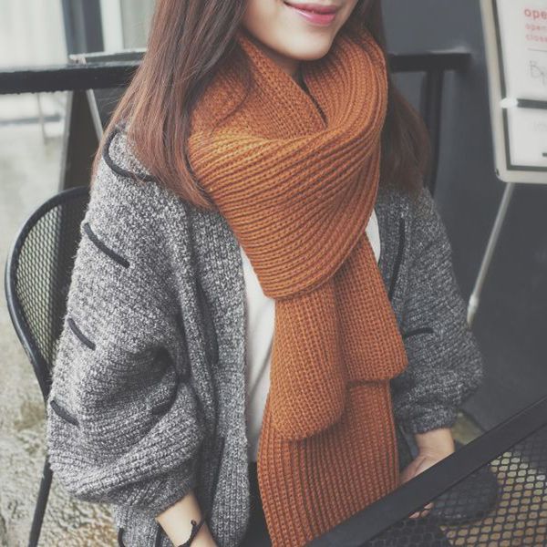 korean long knitting scarf women winter fashion warm scarf, Blue;gray