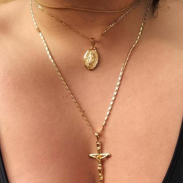 necklaces jewelry lovers virgin mary cross girls yellow gold color bohemia stainless steel pendant necklace chain women, Silver
necklaces jewelry lovers virgin mary cross girls yellow gold color bohemia stainless steel pendant necklace chain women, Silver