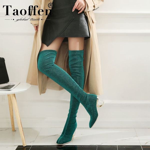 taoffen 5 color bling over the knee boots slip on office ladies stretch boots daily high heel shoes woman size 35-43, Black
taoffen 5 color bling over the knee boots slip on office ladies stretch boots daily high heel shoes woman size 35-43, Black