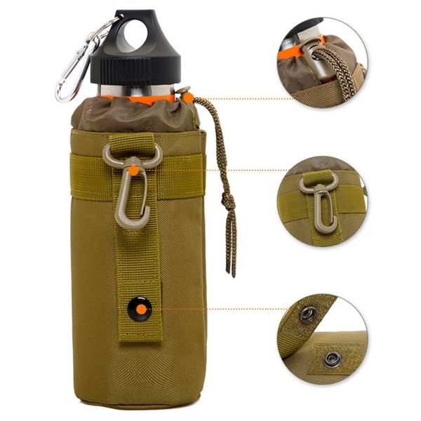 New 0.5l Portable Water Bottle Pouch Molle Camping Kettle Bags Backpack Vest Belt Travel Cycling Hiking Accessories