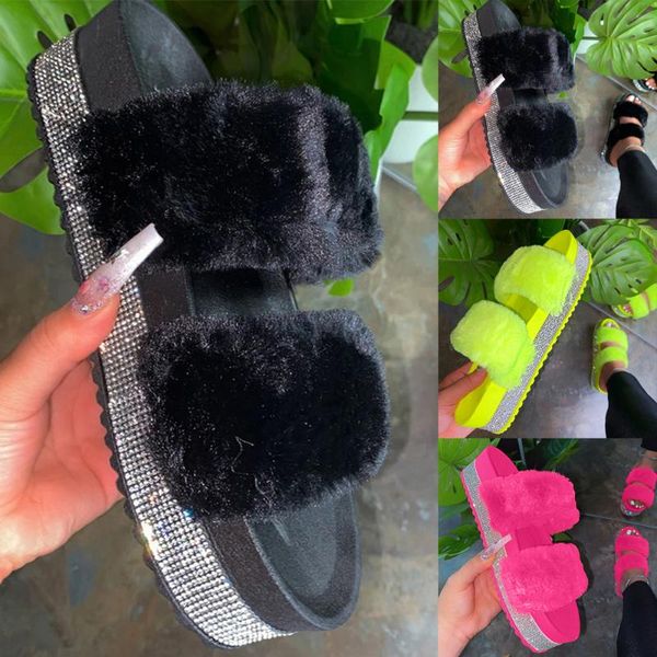 2020 bling женские плюшевые тапочки fur слайды стразы открытый плоский женщин платформы сандалии пушистые повседневная обувь пушистые слайды, Black
2020 bling женские плюшевые тапочки fur слайды стразы открытый плоский женщин платформы сандалии пушистые повседневная обувь пушистые слайды, Black