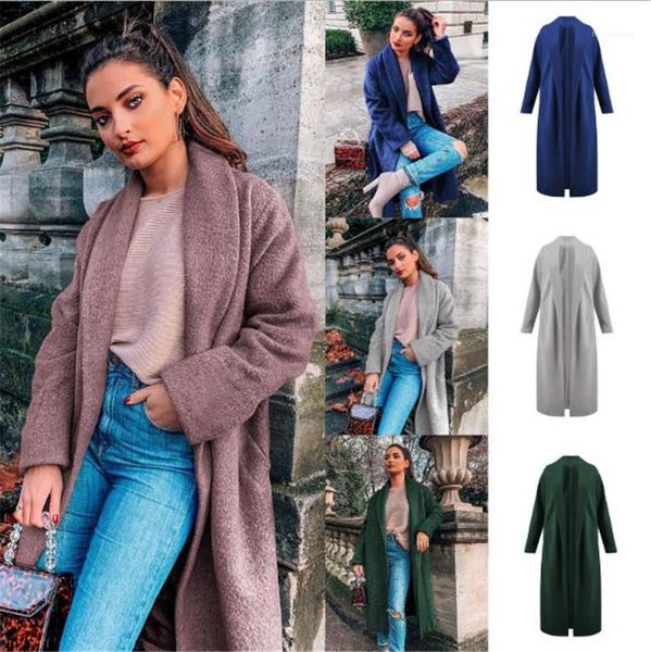 coat blends casual solid long sleeve lapel neck loose long outerwear women designer coat fashion women, Black
coat blends casual solid long sleeve lapel neck loose long outerwear women designer coat fashion women, Black