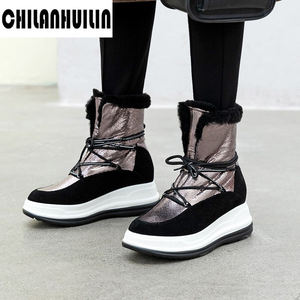 classic fashion leather thick fur winter snow ankle boots for women casual shoes warm plush flat round toe platform, Black
classic fashion leather thick fur winter snow ankle boots for women casual shoes warm plush flat round toe platform, Black