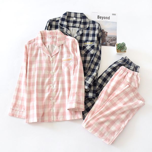couple cotton gauze 2pcs sleepwear pijamas print plaid pajamas shirt&pants casual nightwear women&men loose home clothes, Black;brown
couple cotton gauze 2pcs sleepwear pijamas print plaid pajamas shirt&pants casual nightwear women&men loose home clothes, Black;brown