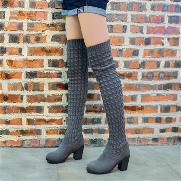 women's fashionthigh high boots spring autumn knitting wool ladies long boot woman boots high heels platform women shoes eu35-40, Black
women's fashionthigh high boots spring autumn knitting wool ladies long boot woman boots high heels platform women shoes eu35-40, Black