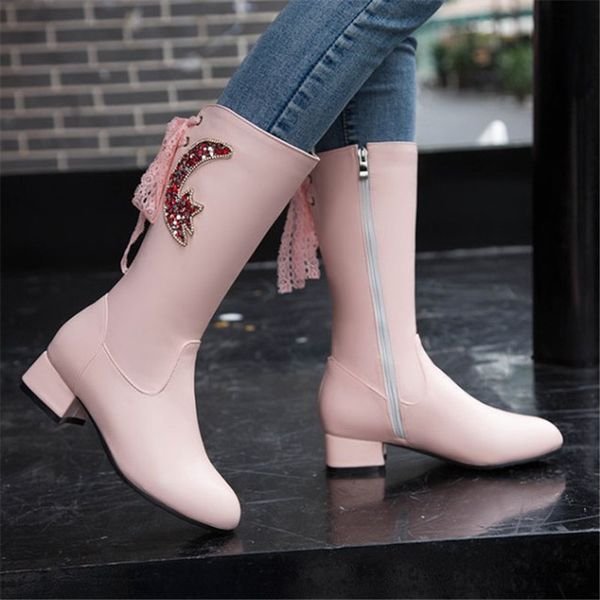 boots rhinestone mid calf women winter shoes fashion leather comfortable large size, Black
boots rhinestone mid calf women winter shoes fashion leather comfortable large size, Black