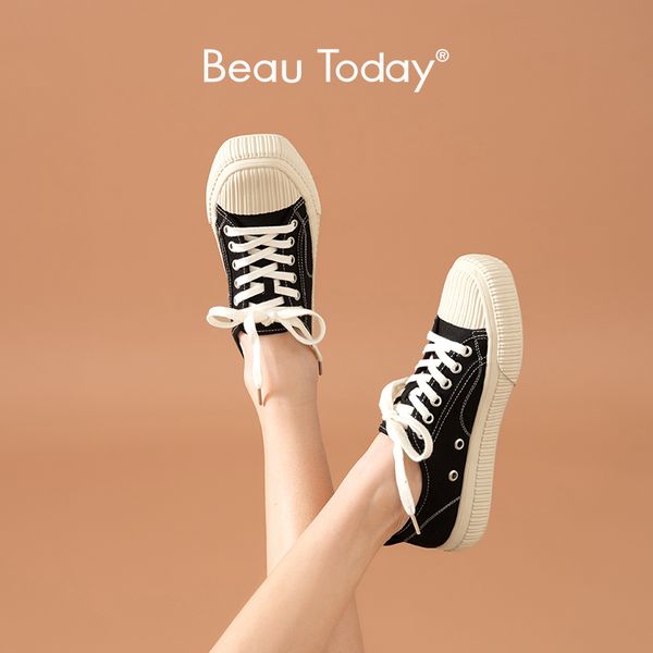 beautoday sneakers women canvas vulcanized shoes cross-tied round toe striped female casual flat shoes handmade 29073, Black
beautoday sneakers women canvas vulcanized shoes cross-tied round toe striped female casual flat shoes handmade 29073, Black
