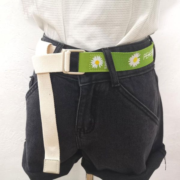 men's and women's tide brand daisy and two-color canvas webbing student wild jeans skirt leather belt, Black;brown
men's and women's tide brand daisy and two-color canvas webbing student wild jeans skirt leather belt, Black;brown