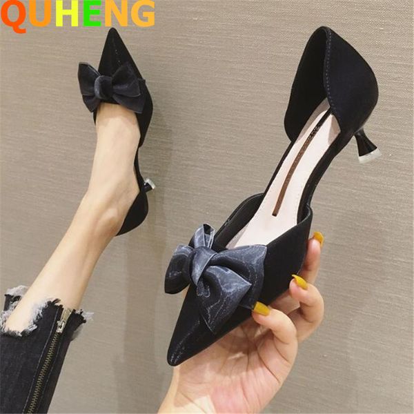 low heel women's shoes spring 2020 fashion pointed suede single shoes ladies silk butterfly-knot decoration fine heel high heels, Black
low heel women's shoes spring 2020 fashion pointed suede single shoes ladies silk butterfly-knot decoration fine heel high heels, Black