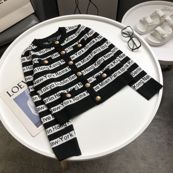 high end women girls knitted cardigan jacket long sleeve stripes sweater round collar mix letters gold button with zipper outerwear, Black;brown
high end women girls knitted cardigan jacket long sleeve stripes sweater round collar mix letters gold button with zipper outerwear, Black;brown