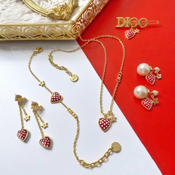 d family new strawberry love female dijia internet celebrity valentine's day set necklace bracelet earrings hairpin earring back, White
d family new strawberry love female dijia internet celebrity valentine's day set necklace bracelet earrings hairpin earring back, White