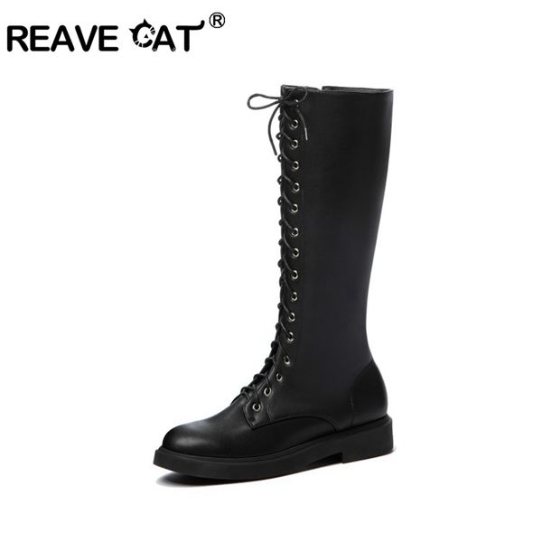 reave cat autumn ridding knee-high boots round toe 3cm low heels pu zipper lace up black big size 33-44 club party s1999
reave cat autumn ridding knee-high boots round toe 3cm low heels pu zipper lace up black big size 33-44 club party s1999