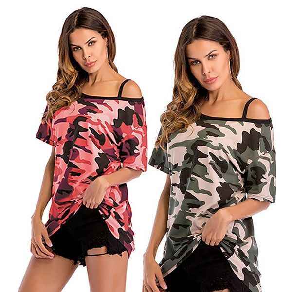 women camouflage tee shirts cold shoulder t-shirt summer printed loose girl casual tunics, White
women camouflage tee shirts cold shoulder t-shirt summer printed loose girl casual tunics, White