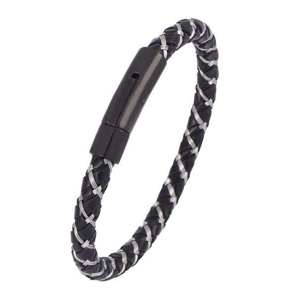 charm bracelets punk leather bracelet men jewelry trendy stainless steel exquisite snaps wire braided hand rope male bangles sp0591, Golden;silver
charm bracelets punk leather bracelet men jewelry trendy stainless steel exquisite snaps wire braided hand rope male bangles sp0591, Golden;silver
