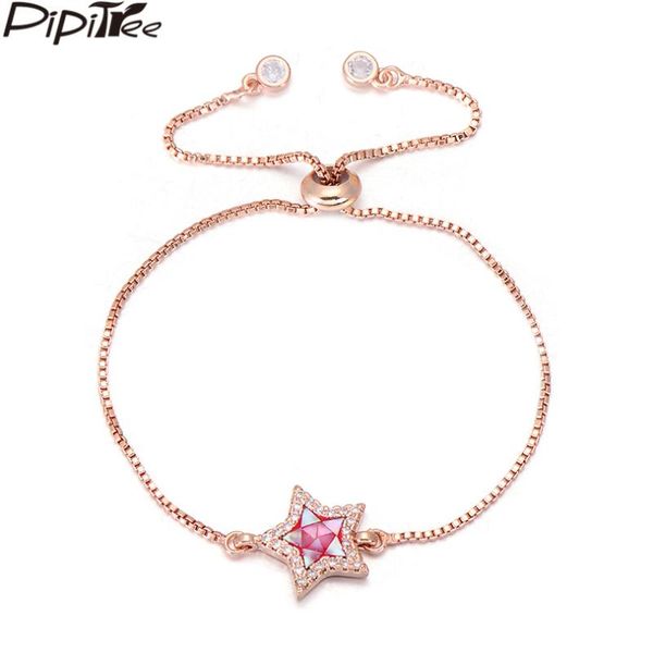 pipitree unique colorful natural shell cz zircon star bracelet rose gold color chain charm bracelets jewelry for women kids girl, Red;blue
pipitree unique colorful natural shell cz zircon star bracelet rose gold color chain charm bracelets jewelry for women kids girl, Red;blue