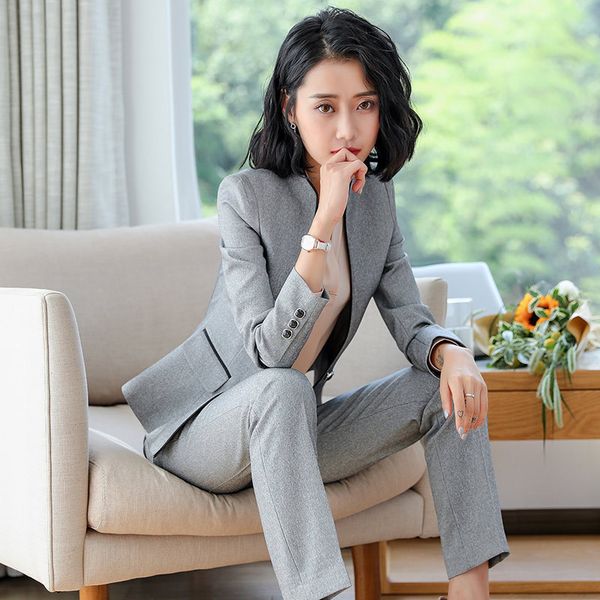 women's two piece pants fashion women business pant suits uniform formal single buckle jacket and black gray blazer set woman 2 pieces, White
women's two piece pants fashion women business pant suits uniform formal single buckle jacket and black gray blazer set woman 2 pieces, White