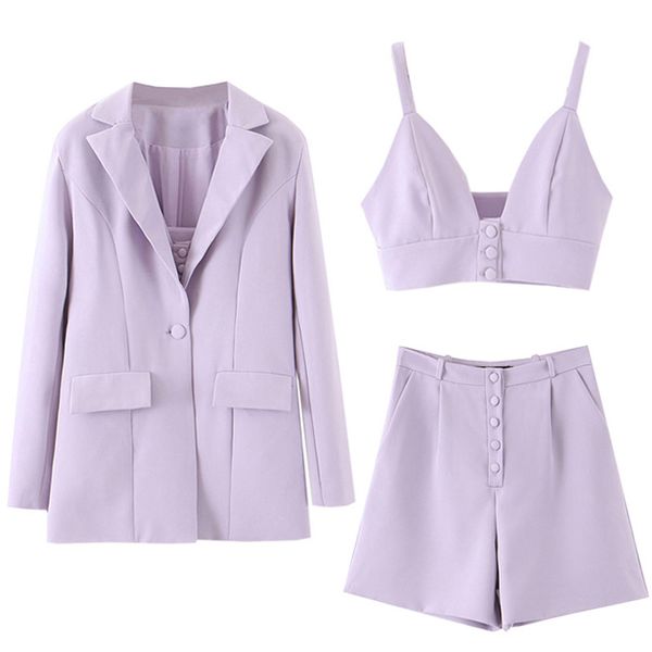 women's fashion violet 3 piece set women and shorts casual suit blazer with camisole chic short korean style, Gray
women's fashion violet 3 piece set women and shorts casual suit blazer with camisole chic short korean style, Gray