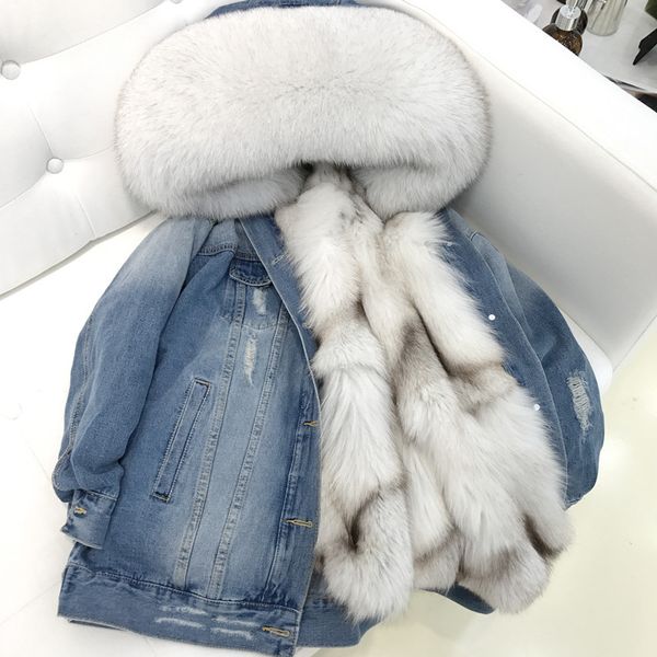 women's jackets 2021 thicker winter denim pie large fur collar liner coat long female braids outerwear jacket coats, Black;brown
women's jackets 2021 thicker winter denim pie large fur collar liner coat long female braids outerwear jacket coats, Black;brown