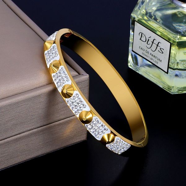 fashion cz beads gold bangle stainless steel bangle bracelet crystal rhinestones rivet party wristband women gift, Black
fashion cz beads gold bangle stainless steel bangle bracelet crystal rhinestones rivet party wristband women gift, Black