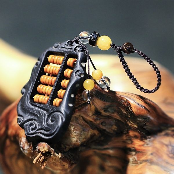 Black horn Ruyi Abacus Ornament pendant creative chain car pendant handmade Lucky black ornament Abacus key horn pB7Tc