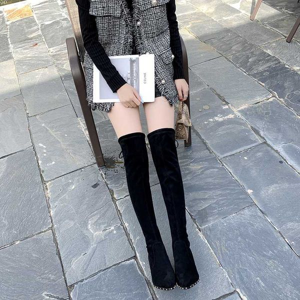 6 cm high heel winter plus plush thigh high boots women rivet decoration slim fashion pointed toe over the knee boots women, Black
6 cm high heel winter plus plush thigh high boots women rivet decoration slim fashion pointed toe over the knee boots women, Black