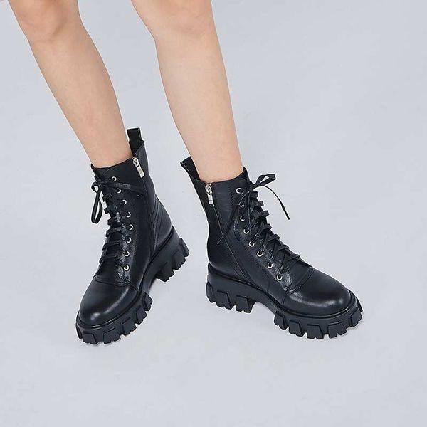 new winter wedges shoes women's mid-calf boots genuine leather thick bottom platform boots botas mujer, Black 
new winter wedges shoes women's mid-calf boots genuine leather thick bottom platform boots botas mujer, Black