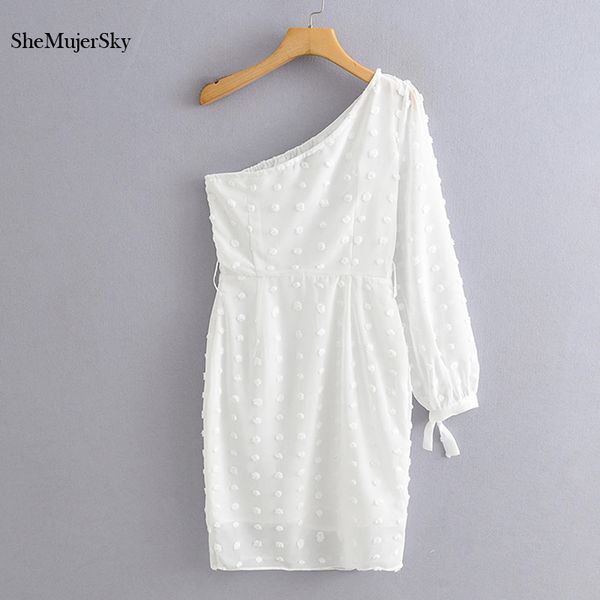 shemujersky white chiffon dress autumn women one shoulder long sleeve dress 2020 slim side split dresses vestidos, Black;gray
shemujersky white chiffon dress autumn women one shoulder long sleeve dress 2020 slim side split dresses vestidos, Black;gray