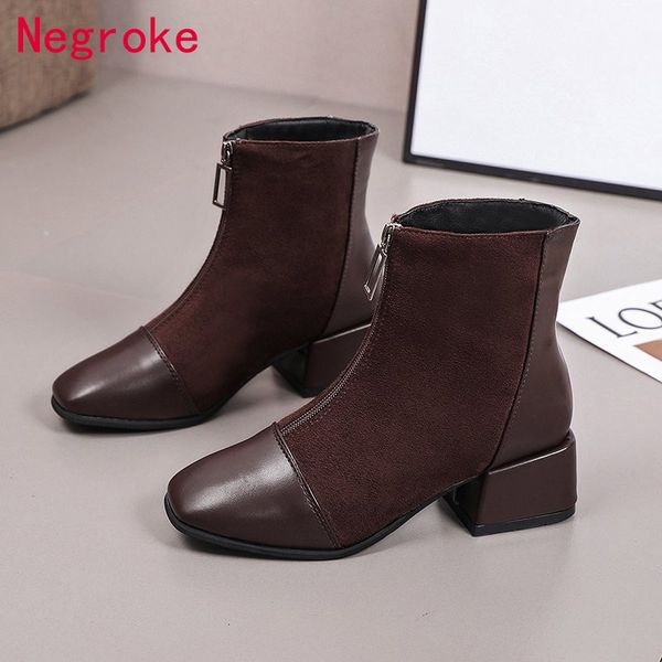 boots fashion women autumn winter pu leather front zipper ankle pointed toe square heel woman booties zapatos de mujer, Black
boots fashion women autumn winter pu leather front zipper ankle pointed toe square heel woman booties zapatos de mujer, Black