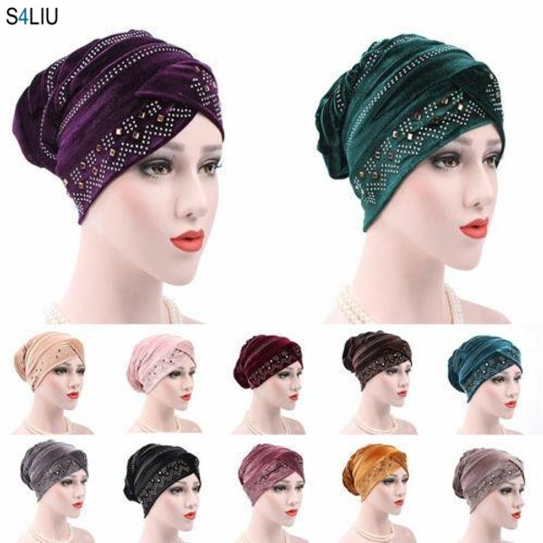 women elastic velvet drill head wrap hat headwrap fashion strips turban cap accessories beanies skullies hair loss headscarf, Blue;gray
women elastic velvet drill head wrap hat headwrap fashion strips turban cap accessories beanies skullies hair loss headscarf, Blue;gray