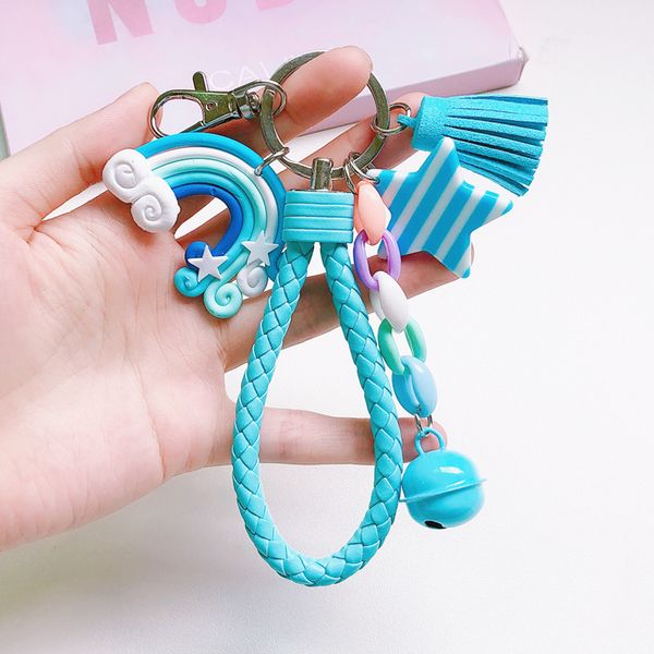 lovely cute rainbow key chain leather strap braided rope tassel keychain for women girl bell star lollipop bag fashion, Silver
lovely cute rainbow key chain leather strap braided rope tassel keychain for women girl bell star lollipop bag fashion, Silver