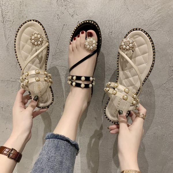 set of toe shoes pearl sandal soft bottom summer air drag female leisure slippers sandals flat flat with beach shoes, Black
set of toe shoes pearl sandal soft bottom summer air drag female leisure slippers sandals flat flat with beach shoes, Black