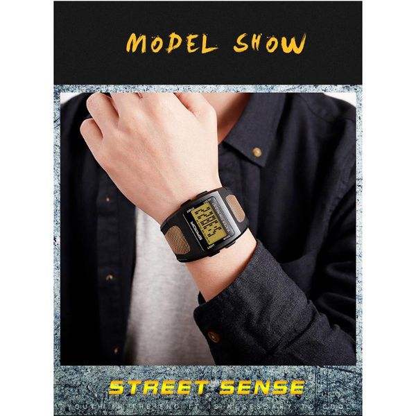 wristwatches led cool fashion multi function wide dial monochrome digital electronic watch, Slivery;brown
wristwatches led cool fashion multi function wide dial monochrome digital electronic watch, Slivery;brown