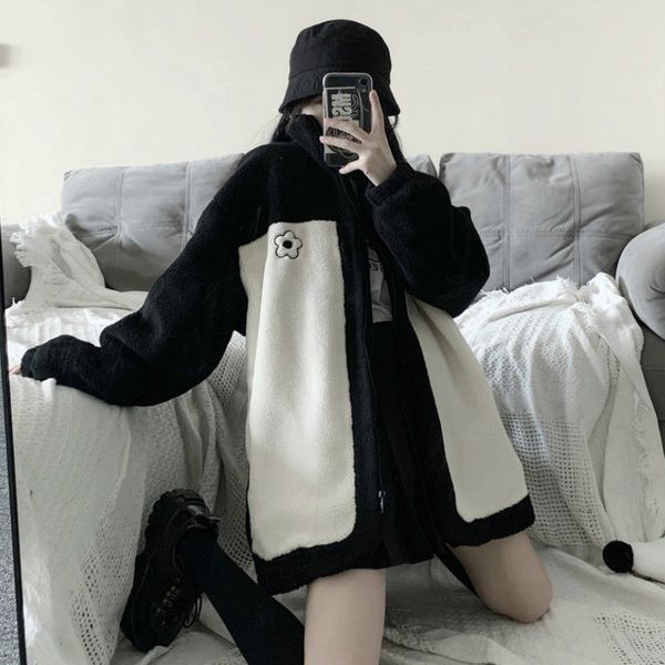women's jackets women zipper pockets printed lambswool loose stand collar casual korean style chic harajuku kawaii womens streetwear, Black;brown
women's jackets women zipper pockets printed lambswool loose stand collar casual korean style chic harajuku kawaii womens streetwear, Black;brown