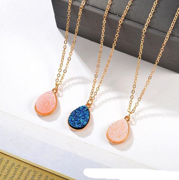 fashion jewelry drusy teardrop charm pendant choker necklace waterdrop geometric gold plated chain statement necklace for women lady, Silver
fashion jewelry drusy teardrop charm pendant choker necklace waterdrop geometric gold plated chain statement necklace for women lady, Silver