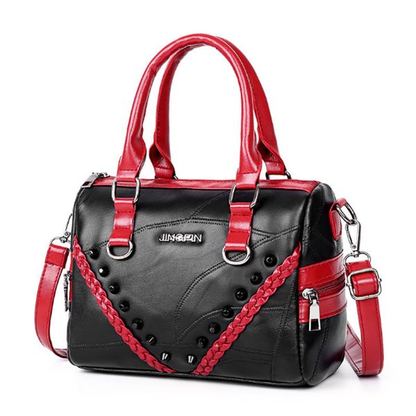high-capacity leather handbag for ladies new sheepskin rivet for ladies one-shoulder cross bag retro handbag 
high-capacity leather handbag for ladies new sheepskin rivet for ladies one-shoulder cross bag retro handbag