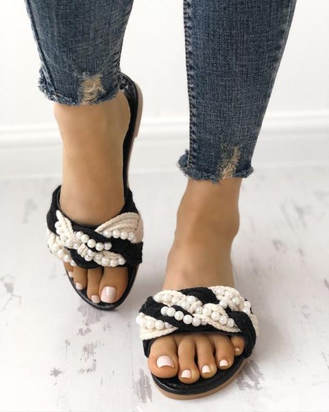 slippers summer women home indoor floor shoes ladies casual flat slides sandals flip flops comfort pearl decor pu non-slip, Black
slippers summer women home indoor floor shoes ladies casual flat slides sandals flip flops comfort pearl decor pu non-slip, Black