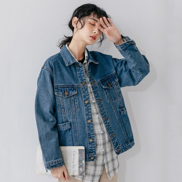 jeans jacket women basic coat spring autumn fashion double pocket long sleeve denim jacket female loose korean jeans coat 2020, Black;brown
jeans jacket women basic coat spring autumn fashion double pocket long sleeve denim jacket female loose korean jeans coat 2020, Black;brown