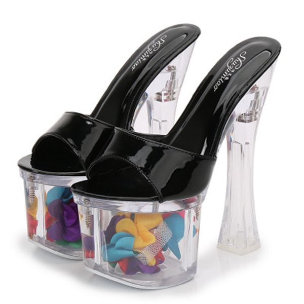 18m high heel crystal square heel slippers, female summer waterproof platform non-slip thick bottom ultra high s, Black
18m high heel crystal square heel slippers, female summer waterproof platform non-slip thick bottom ultra high s, Black