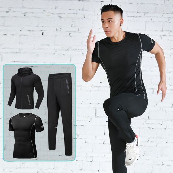 new style men's sportswear set gym fitness three-piece set spring and autumn morning run quick-drying training tights, Black;blue
new style men's sportswear set gym fitness three-piece set spring and autumn morning run quick-drying training tights, Black;blue